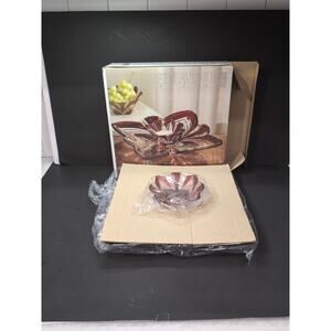 Fifth Avenue Crystal Aurora Chip & Dip Dish, Crystal Serving Dish, Plomb Dish